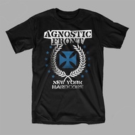 AGNOSTIC FRONT Band T-Shirt - BLUE IRON CROSS (W/BACKPRINT)