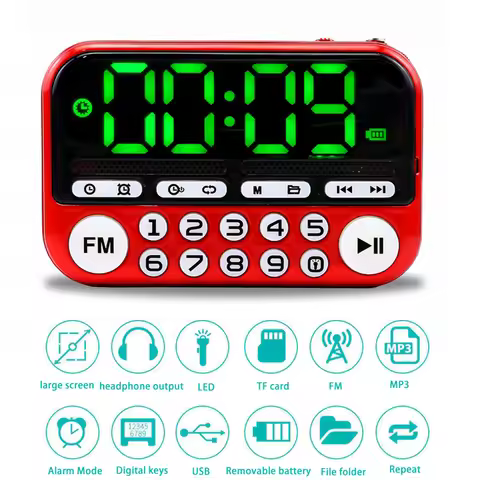 Portable Mini FM Radio Speaker Music Player TF Card USB For PC iPod Phone with LED Display Dancing H