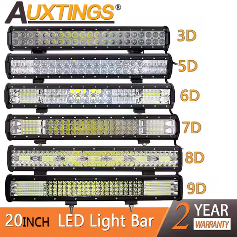 Auxtings 20in LED light bar 3D 5D 7D 8D 9D led work light for Car Tractor Boat OffRoad 4WD 4x4 Truck