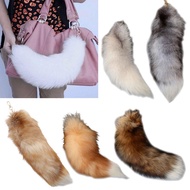 ✿ Plush-Fox Tail Keychain Furry Animal Tail Keyring Keychain 40cm Animal Tail Key-Pendant Pompoms Ke