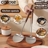 【Carote】Walnut Handle Mushroom Spatula Stainless Steel Cooking Spoon Wok Spatula Kitchen Tool Non-Sc