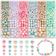 1890pcs 4mm-10mm Gradient Color Pearl Beads for Bracelet Making Kit ABS Beads DIY Bracelet Set