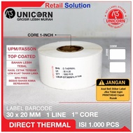 Unicorn Thermal Barcode Label Sticker 30x20 mm / 30 x 20 mm / 30x20mm / 3X2CM / 3 X 2 CM
