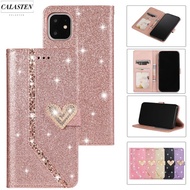 [Woo Fashion Case] Sparkle Bling Glitter Case สำหรับ iPhone 13 12 Mini 6 6S Plus 7 8กระเป๋าสตางค์หนังพลิกฝาครอบโทรศัพท์สำหรับ iPhone 11 Pro Max XR XS Capa