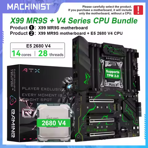 MACHINIST X99 MR9S Motherboard Optional Kit LGA2011-3 Xeon E5 2680 V4 CPU DDR4(MAX 256GB)NVME SATA W