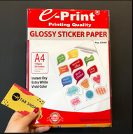 TAB SHOP - EPRINT GLOSSY STICKER PAPER 135 GSM 20 LEMBAR A4 - E-PRINT KERTAS STIKER GLOSY 135 GSM 20