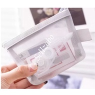 3 Designs Small Zip Mesh Pouch Bag Grey Colour Beg Pouch Zip Kecil Accessories Keys Cards Holders Ma