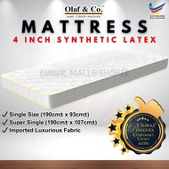 OLAF &amp; CO Synthetic Latex Mattress Single / Super Single Mattress Imported Luxurious Fabric / Tilam Bujang (4''Inch)