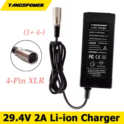 29.4V 2A Lithium Battery Charger For 24V 25.2V 25.9V 7S Li-ion Battery Charger 4 Pin in XLR Line Con