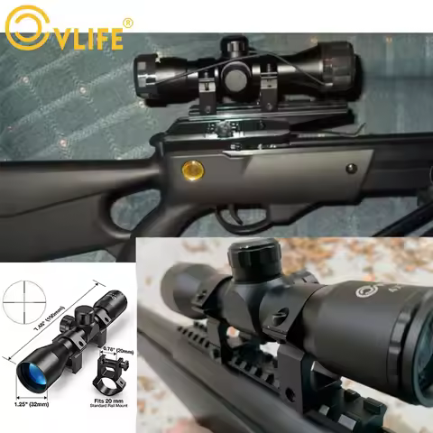 CVLIFE Magnification 4x32 Compact Rifle Scope Crosshair Fully Coated Optical Glass Optics 20mm Picat