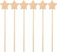 Gadpiparty Halloween Costume Pack of 6 Wooden Star Fairy Wands Made of Unpainted Wood, Make Your Own