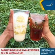 STARINDO SLIM OVAL CUP SCREEN PRINTING 18 & 22 OZ QUALITY 8.5 - 9.5 GRAMS THICKNESS QUALITY
