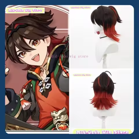 Mid-jade Wig Store Genshin Impact Gaming Cosplay Wig Anime Game Role-playing Halloween Party Synthet