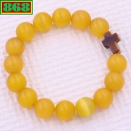 Golden opal charm bracelet Tiger's eye stone cross, bead bracelet