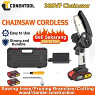 Conentool 388VF Cordless Chainsaw 4 inch 6 inch Portable/Electric Saw Logging Saw Chainsaw Rechargeable Li-ion Battery Potong Pokok