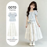 Summer dress for girls Sweet Korean version 7 8 9 10 years old 11 years old 12 years old 13 years ol