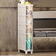 Narrow Tall Slim Floor Cabinet, 3/4/5 Tier Bathroom Floor Cabinet Side Organizer with Plastic Drawers and Casters Narrow Dresser Tower Sturdy Toilet Paper Storage Cabinet for Small Spaces and Gaps
