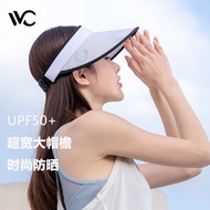 VVC遮阳帽防晒帽夏季女运动太阳帽防紫外线百搭遮脸遮面遮阳防护帽子 时尚款-大字母（白） 可调节帽围--防风绳设计