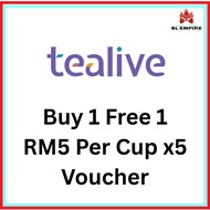 TEALIVE BUY 1 FREE 1 + RM 5 Per Cup Voucher * 5