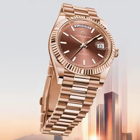 New PAGANI DESIGN 2026 Rose Gold Luxury Automatic Watch Men Sapphire Glass Date Week Mechanical Wris