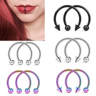 2Pcs Spike Horseshoe Circular Septum Nose Ring Surgical Steel Hoops Nose Septum Eyebrow Ear Piercing