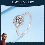 DMY Jewelry 100% Pass Diamond Test/Silver 925 Original/Round Diamond Ring Real Moissanite With Certificate/Engagement Ring For Women/Cincin Perak Perempuan Original