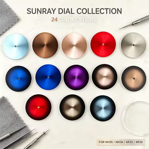 Customized NH35 Dial Sun Pattern Surface Dial Fit for NH35 NH36 7S26 Movement 28.5mm Watch Surface F