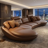 European Style Atmospheric Villa Genuine Leather Sofa Living Room Sofa Combination Multiplayer Sofa 
