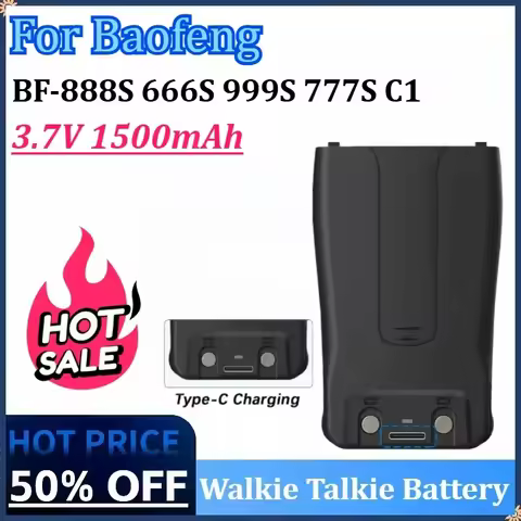 3.7V 1500mAh Walkie Talkie Battery for Baofeng BF-888S Type-C USB Charger BL-1 for BF-666S BF-C1 H-7