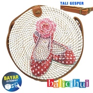 BALICIHUI TAS ROTAN BALI LUKIS SEPATU 20 cm / NATURAL RATTAN BAG
