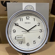 [TimeYourTime] Seiko Clock QHA008L Blue Case White Analog Standard Quartz Basic Wall Clock QHA008