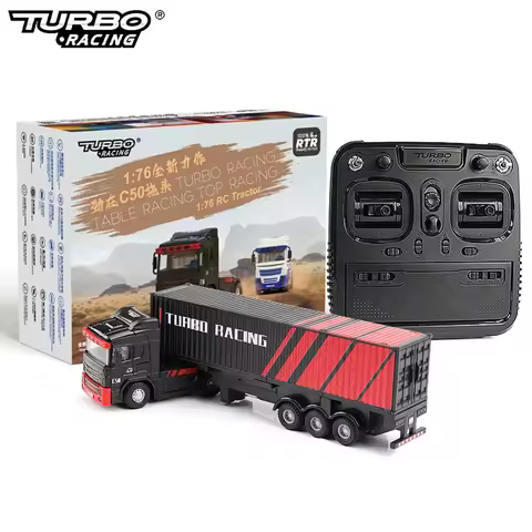 Turbo Racing C50 1:76 Full Proportional 4WD RC Semi-truck Trailer & P81 2.4Ghz 10Ch Control For Kids