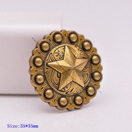 10X Antique Brass Solid Western Berry Flower Texas Star Cowboy Concho for Belt Leathercraft Accessor