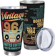 60th Birthday Gifts for Women Men - 1964 60th Birthday Vintage Tumbler - 60th Birthday Decorations G