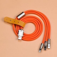 三合一 120W充電線高速線 手機 叉電線 快充數據綫Lightning Type-C Micro USBC USB Multi Charing Cable USB Fast Charging Wir