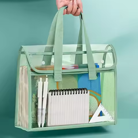 Expandable Transparent Plastic File Folder Waterproof A4 Letter Size File Pouch Portable Documents T