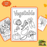 Set of 50/25/10 sheets of coloring pages, Vegetable coloring pages, A4, A5 regular 70gsm paper VG899