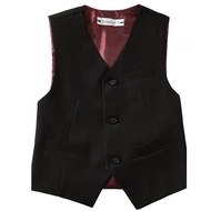 Boys Suit Vest Kids Formal Waistcoat Vest With Pockets Adjustable Back Strap Vest For Wedding Piano 