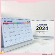 HOT Blank-design Desk Calendar Eco-friendly Desk Calendar 2024 English Desk Calendar Spiral Coil Page Turning Monthly Planner for Office School Supplies Simple Style Yearly