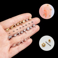 1 Piece Cartilage Earring Stud Helix Piercing 20Gauge Moon Eye Shape with Zircon