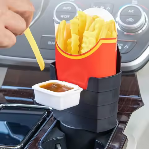 French Fry Holder with Mounting Holds Fries Chips, ketchup, Sauce & More Car Interior Snack Box Mult
