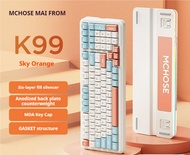 MCHOSE K99คีย์บอร์ดแบบกลไกที่กำหนดเองบลูทูธไร้สายไตรโหมดเกมอีสปอร์ตเฉพาะแกะสลักด้านข้าง