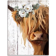 Cow Print Farmhouse Wall Decor Abstract Canvas Paintings Picture Prints Artwork For Home Decor Brown