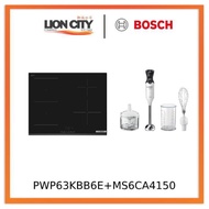 Bosch PWP63KBB6E Series 4 Induction hob 60 cm Black, surface mount without frame + MS6CA4150 Hand blender ErgoMixx 800 W