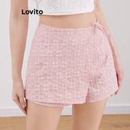 Lovito Casual Shorts Summer Fake 2 In 1 Shorts for Women L121MD025