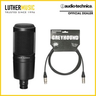 [OFFICIAL DEALER] Audio Technica AT2020 Condenser Microphone with 2m Supreme Klotz Microphone Cable Bundle