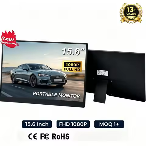 15.6 Inch Portable Monitor 1920x1080P Extend Display IPS LCD Panel Penhole Stand VESA USBC Mini HDMI