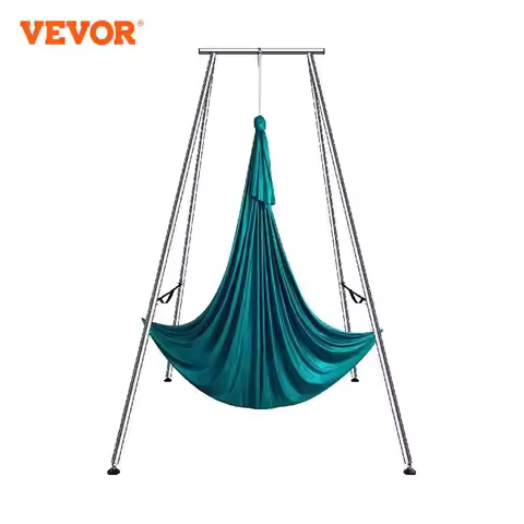 SucceBuy Aerial Yoga Frame & Hammock 9.67FT Professional Yoga Swing Stand w/6.6 Yards Aerial Silks M