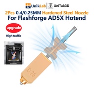 UniTak3D 2pcs Hotend for Flashforge AD5X – 0.4/0.25mm Hardened Steel Nozzle, High-Flow Quick-Swap Pr