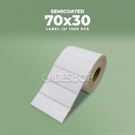 Semi-coated Label 70x30mm 70x30 Barcode Sticker 70 x 30 mm contents 1000 Pcs
